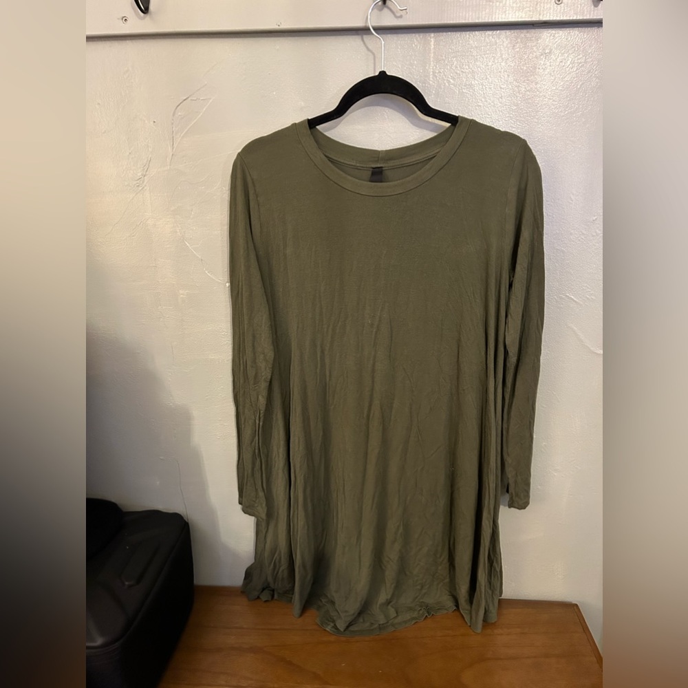 Boutique Brand Army Green Long Sleeve Swing Dress
